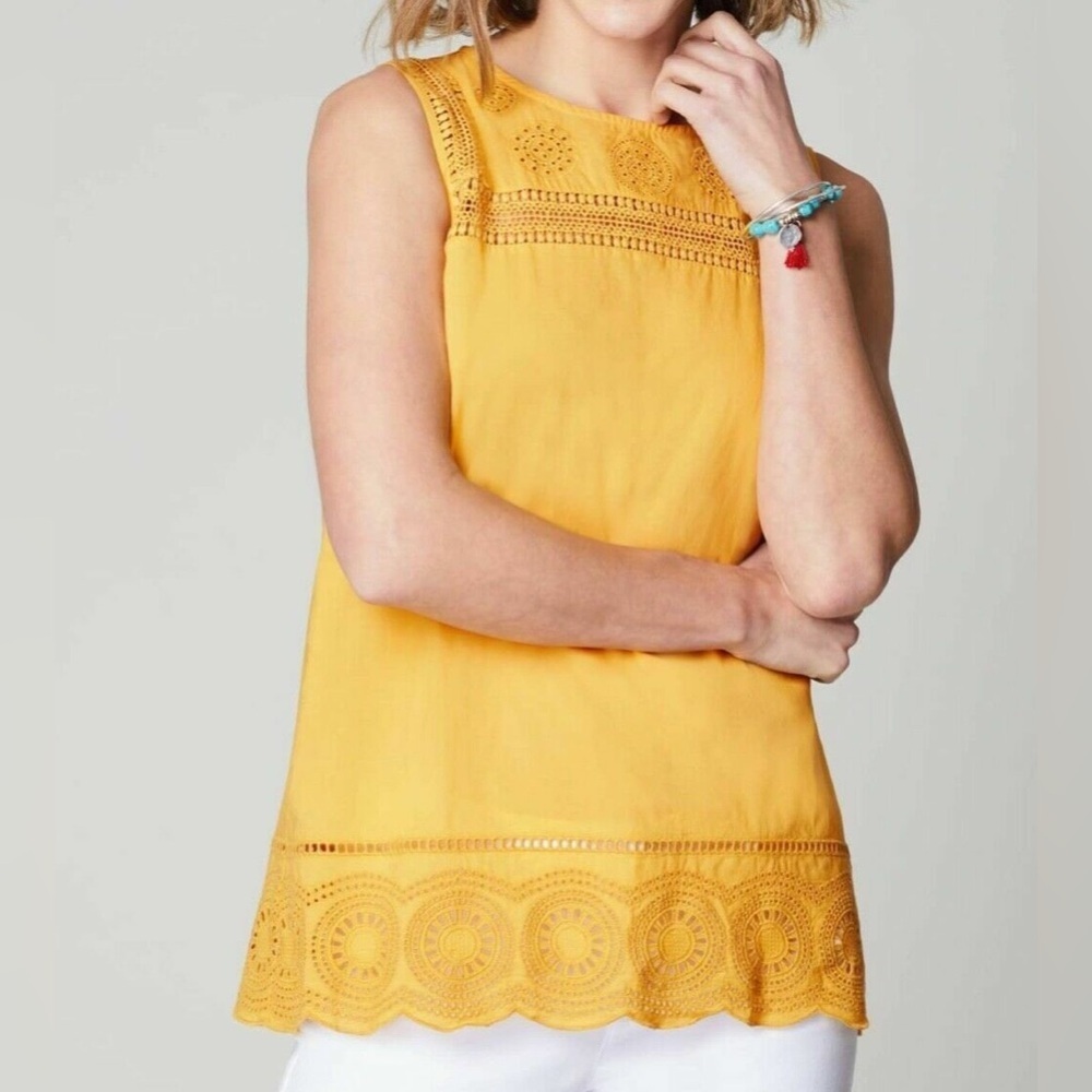 NWOT J. Jill Eyelet Border Sleeveless Blouse | L